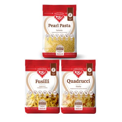 Tarhoňa, Fliačky és Fusilli tésztacsomag