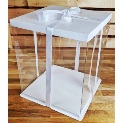 White plastic cake box 30x30x35 cm