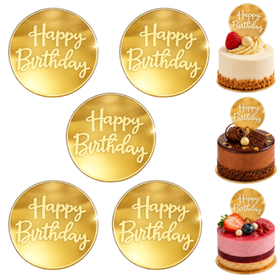 Happy Birthday kruh zlatý 5 ks