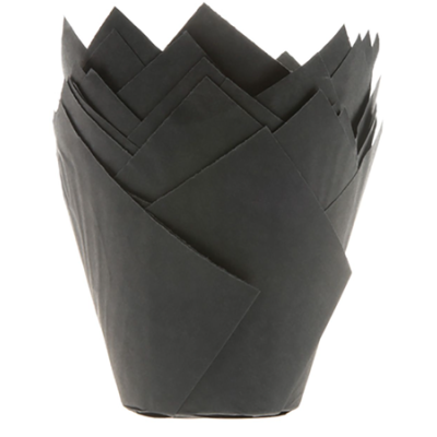 Košíčky tulipánové-čierne 36ks