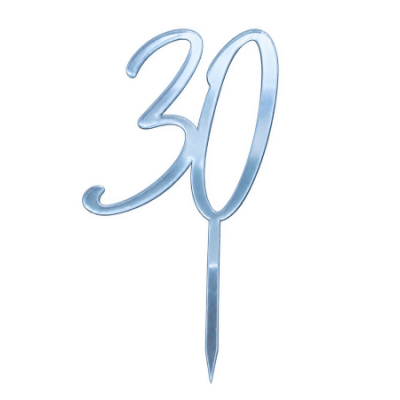 Ezüst tükrös akril 30-as számmal