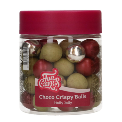 FunCakes Křupavé čokoládové kuličky Holly Jolly 130 g