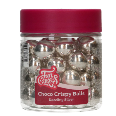FunCakes Chrumkavé čokoládové guľôčky Metalická strieborná 130 g