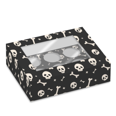 Krabičky na 6 cupcakes „Halloween – Kostra“, balenie 2 ks