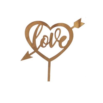 Gravur - Liebesherz mit Pfeil aus goldenem Acryl