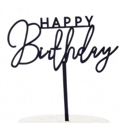 Zápich - Happy Birthday, černý akryl