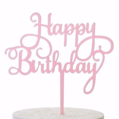 Gravur - Happy Birthday, rosa Acryl matt