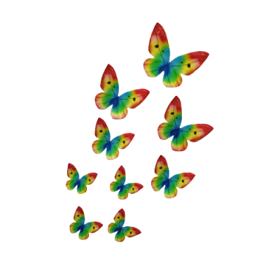 Oblaten-Schmetterlinge, bunt - Regenbogen, 10 Stk.