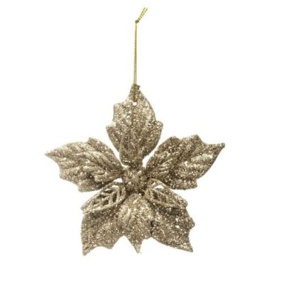 Vánoční růže zlatá k zavěšení