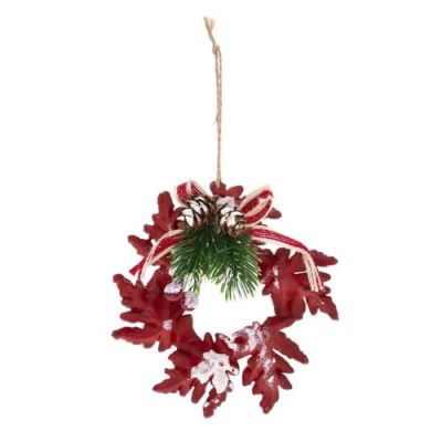Věneček červený s větvičkou II k zavěšení
