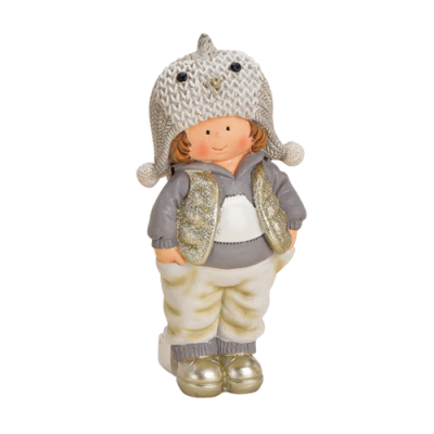 Chlapeček s šedou čepicí keramika