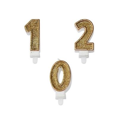 Funkelnde goldene Kerze 5,5 cm