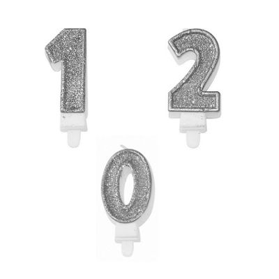 Funkelnde silberne Kerze 5,5 cm