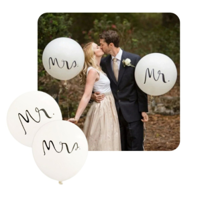 Balloons - white inscription MR and MRS 45 cm - 2 pcs