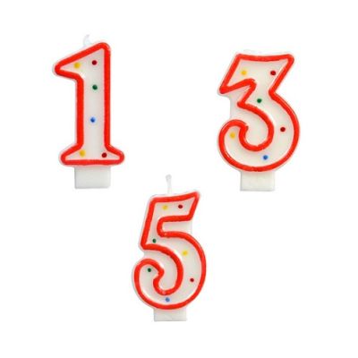 Kerze rot und weiß mit Punkten