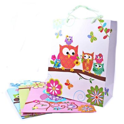 Taška papírová Sova na větve 26x32x12 cm