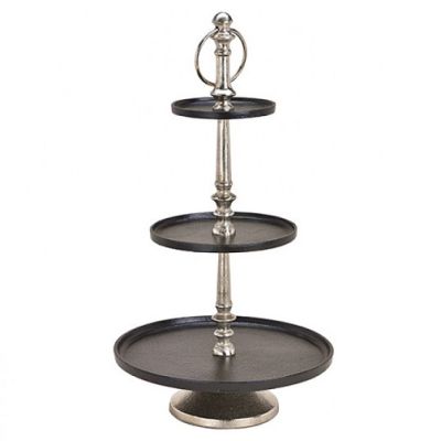 3 szintes ezüst-fekete fém állvány