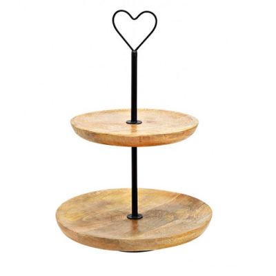 Stojan 2-poschodový kov/svetlé drevo