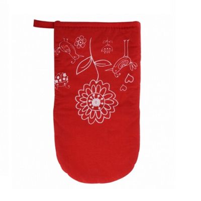 Kuchyňská chňapka červená s květem