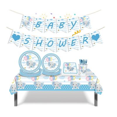Blue Elephant Baby Shower party set