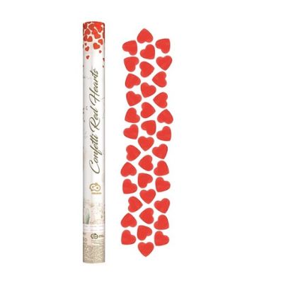Red heart confetti in a tube