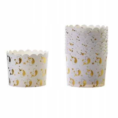 Cupcakes Unicorn fehér-arany 6 x 5,5 cm, 50 db