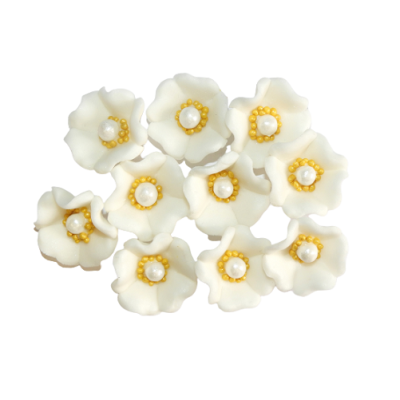 Weißgoldene Malvenblüte 2,5 cm 10 Stk