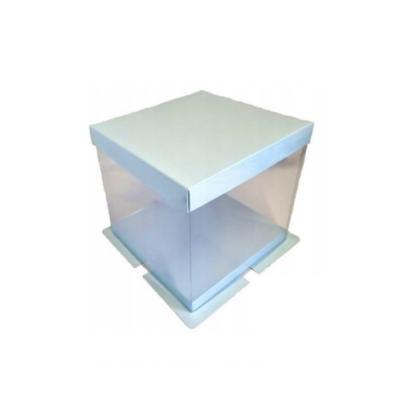 Átlátszó kék tortadoboz 30 x 30 x 25 cm