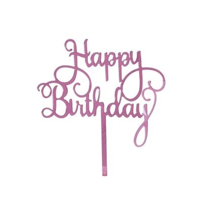 Gravur - Alles Gute zum Geburtstag, rosa glänzendes Acryl