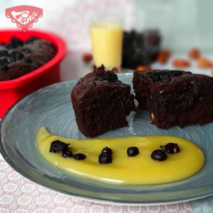 Gluténmentes brownie vaníliás pudinggal