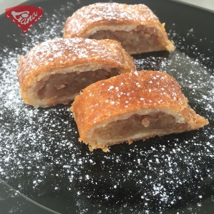 Gluten-free apple strudel made from puff pastry