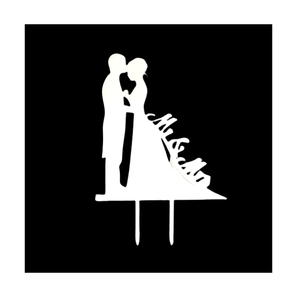 Menyasszony és vőlegény MR&amp;MRS fehér akril gravírozása