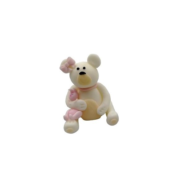 Medvedík biely s ružovou mašľou