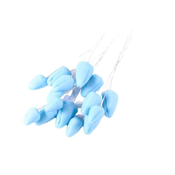 Buds bundle on a light blue wire Buds bundle on a light blue wire