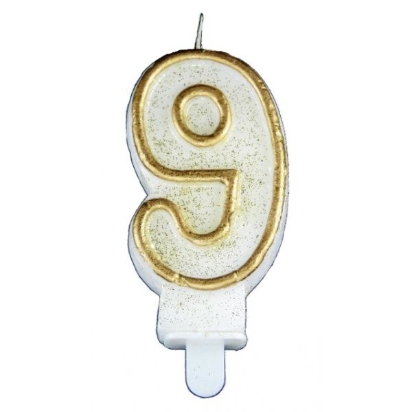 Gold candle 0-9 Gold candle 0-9, number 9