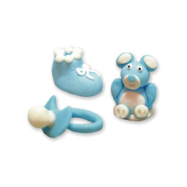 Pacifier, shoe, figure blue - set