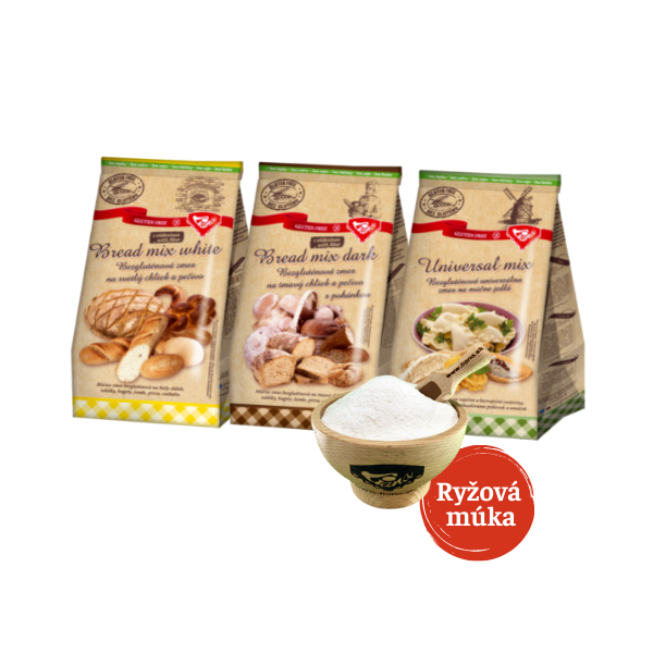 Akcia Bread mix White+Dark+Universal+ryžová múka Akcia Bread mix White+Dark+Universal+ryžová múka