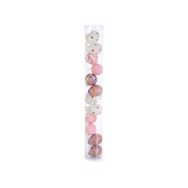 Veľkonočné mini vajíčka 12 ks Bielo-ružovo-fialové