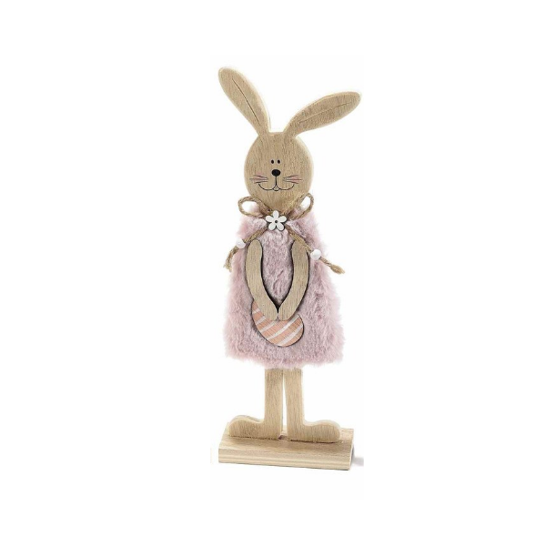 Osterhase aus Holz im Kleid Osterhase aus Holz im Kleid, rosa Kleid