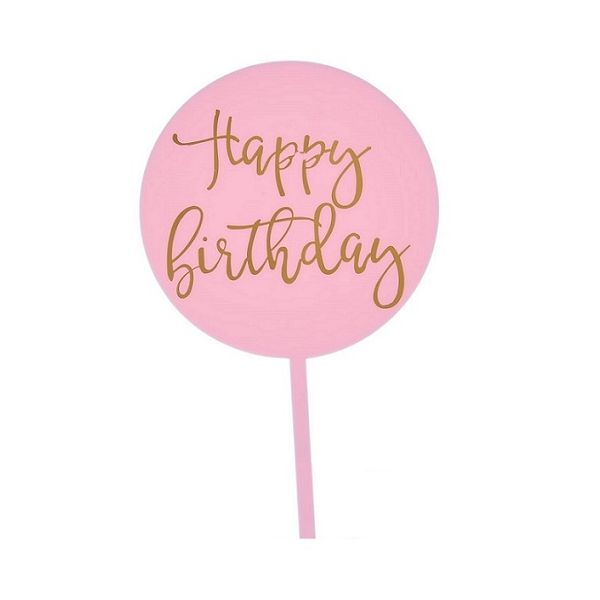 Zápich - kruh Happy Birthday růžový