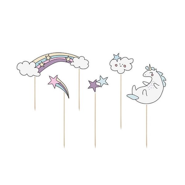 Engraving - set of unicorn, stars, rainbow