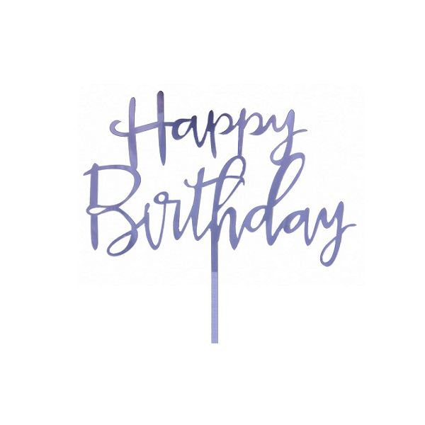 Zápich - Happy Birthday stříbrný akryl