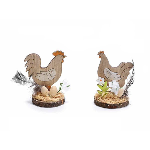 Easter rabbits, hen and rooster - decoration Easter bunnies, hen and rooster - decoration, Rooster and hen