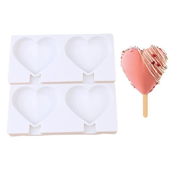 Silicone mold for heart popsicles 2 x 2 pcs