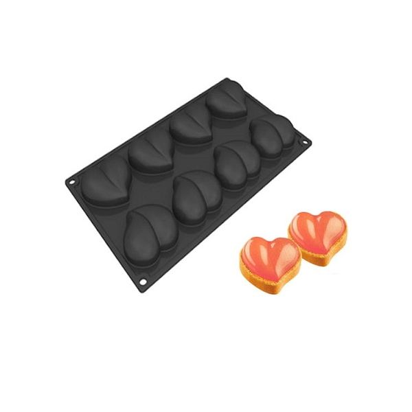 Mold silicone heart 8 pcs