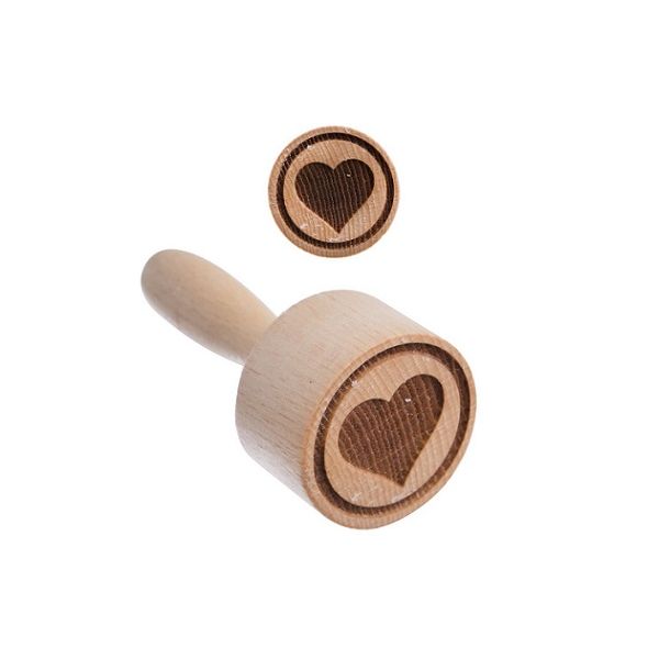 Wood heart dough stamp