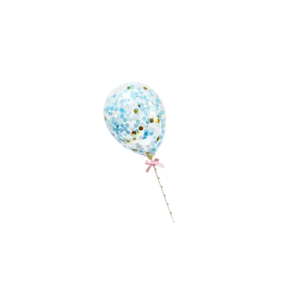 Zápich - balon s modrými konfetami
