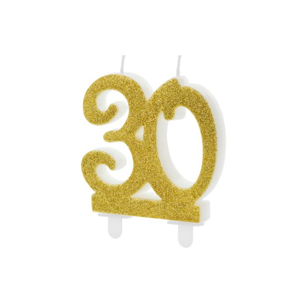 Svíčka na dort č. 1 30 zlatá