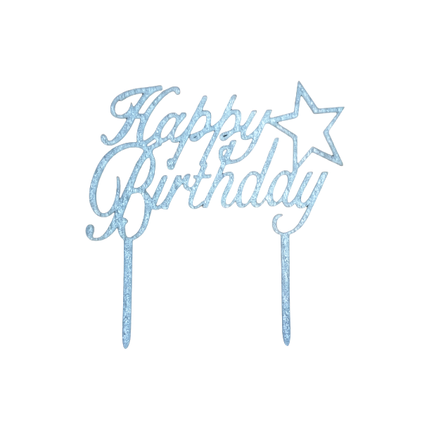 Zápich Happy birthday stříbrný s hvězdou
