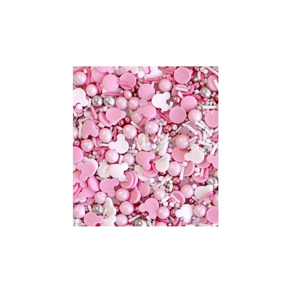 Posyp Minnie, perličky, ryža - ružový 70 g Posyp Minnie, perličky, ryža - ružový 70 g